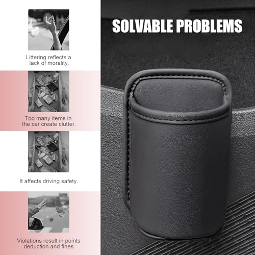 2 PCS Portavasos de Puerta para Auto en Cuero Negro miniatura 7