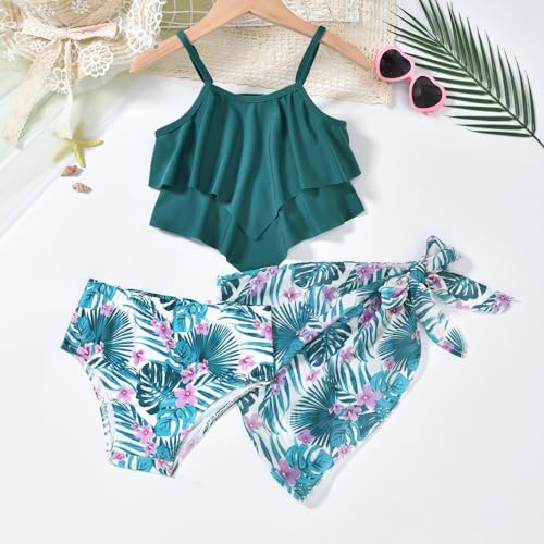 Unutiylo Girls Swimsuit 3 Piece Bikini Set Ruffle Bathing Suits Floral Print for Girls Swimwear4