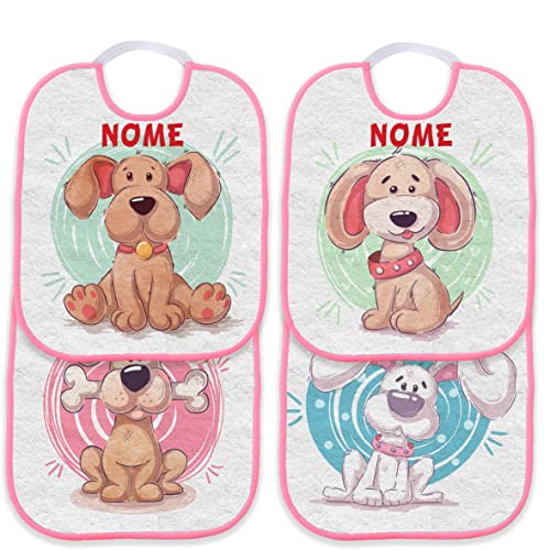 My Cust Set 4 Bavetta bordo rosa Bavaglino Asilo