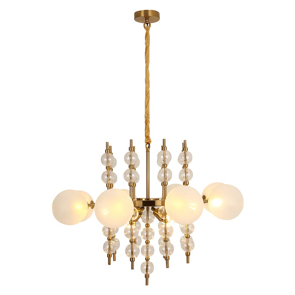 HYJAUSXB Modern Brushed Brass Chandelier 8 Light Mid Century Dining Room Pendant Lighting for Living Kitchen Island Bedroom E26 Ceiling Fixture
