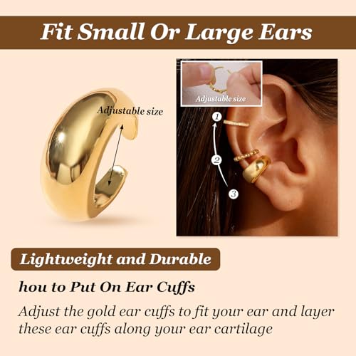 Image of Ear Cuffs Non Piercing Chunky Ear Cuff Earrings for Women Non Tarnish Clip on Cartilage Earrings Trendy Jewelry No Pierced Ears Fake Earring Set Fashion Accessories Jewelry Birthday Gifts