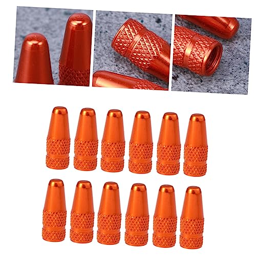 12 tapas para válvula francesa duraderas para llantas de bicicleta, cubiertas contra polvo, fugas de aire, suciedad y agua, color naranja anodizado, para bicicletas de carretera miniatura 6