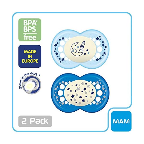 Mam Babyartikel mam night glow in the dunkle silikon schnuller junge 6 plus monate 2-count – Bild 4
