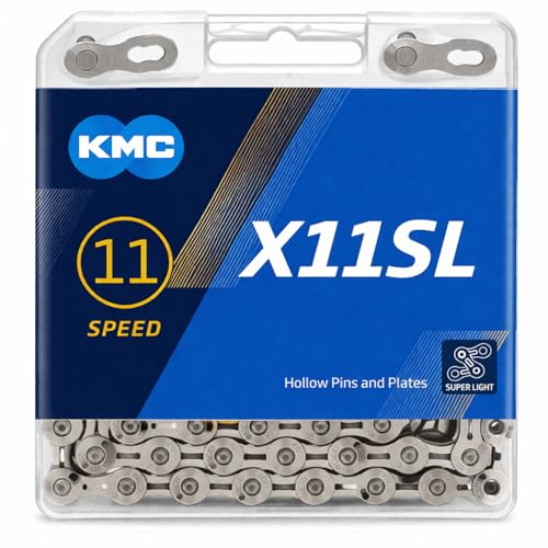 KMC X11SL 11-Speed Bicycle Chain 118 Links Compatible with Shimano SRAM Campagnolo Missing Link Included Silver Road MTB Gravel Bike Chain