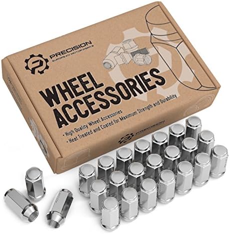 24pcs Silver 14x1.5 Lug Nuts (1.8" Length x 0.90" Width) Bulge Cone Acorn Taper Seat - Compatible with 2018+ Jeep Wrangler JL, Ford Chevy GMC Buick Cadillac (For 6-Lug Wheels)