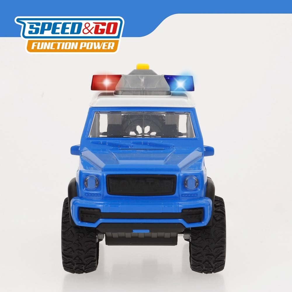 ColorBaby Speed & Go Coche policía Juguete, con Luces y Sonidos, Puertas Apertura Manual, Sistema de fricción, Escala 1:16, para niños a Partir de 3 años (39053)