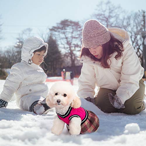 BINGPET Dog Sweater Dress - Plaid Pattern - Warm Pullover with Leash Hole V-Neck Knitwear Pet Sweater Cat Knitted Dress… - Image 7