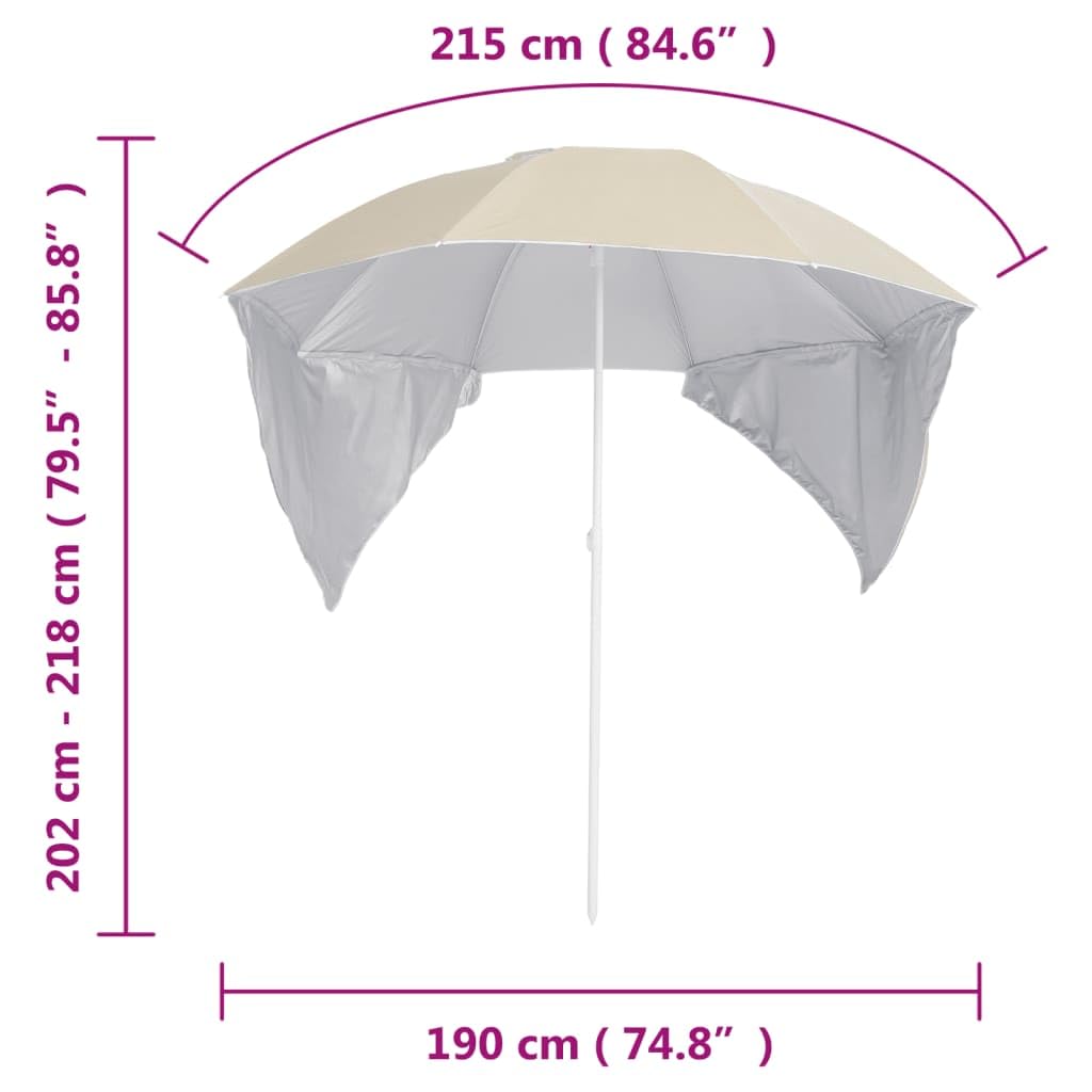 vidaXL Strandparasol met zijwanden 215 cm zandkleurig