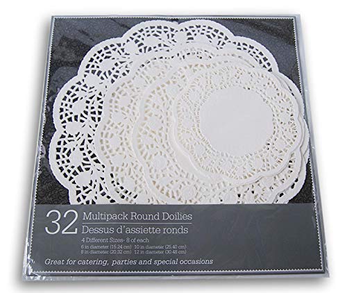 Round Paper Doilies Multi-Pack - 4 Different Sizes - 32 Count