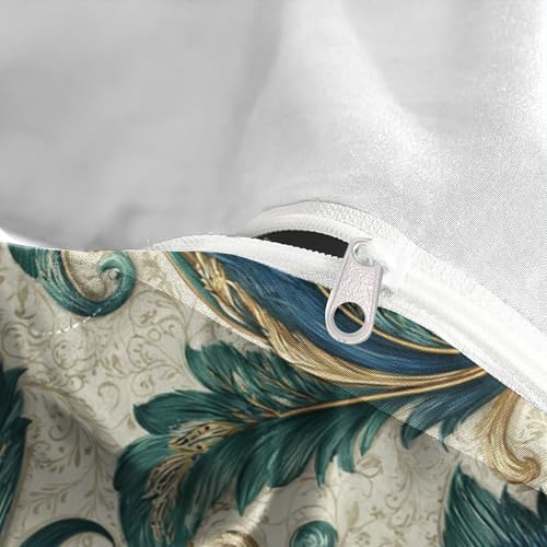 Linge de lit plumes de paon housse de couette 200x200 imprimé 3D avec zip - 8