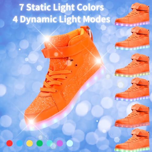Image of Glitter Led Shoes Light Up Shoes High Top Sneakers for Women Men Flashing Dancing Shoes for Halloween Christmas Party with USB Charging