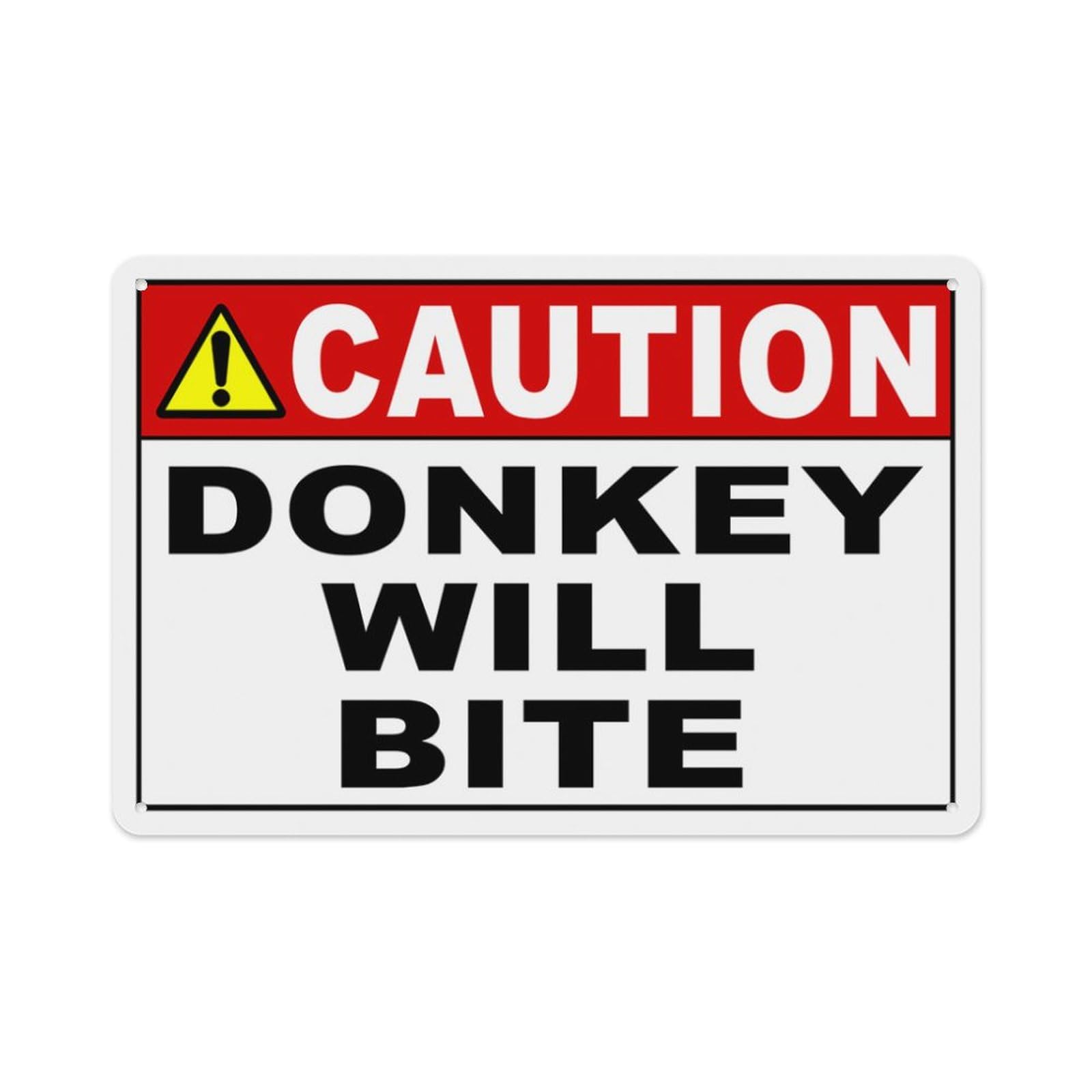 Peiyeety A06 Caution Donkey Will Bite Sign Aluminum Tin Warning Signs For Home Outdoor Garden 12X16 Inches
