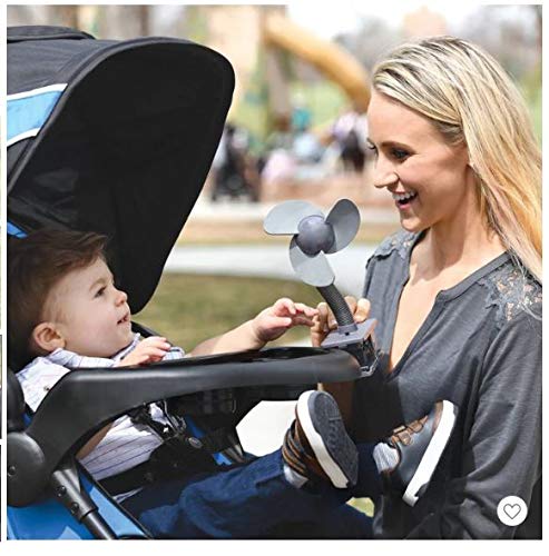 MINI VENTILADOR COM PÁS MACIAS PORTÁTIL, Girotondo Baby, Branco, cinza