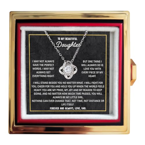 To My Daughter Necklace Gift from Dad – Heartfelt Message Card Included – Birthday, Graduation, or Christmas Jewelry from Father