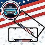 2pcs American Flag License Plate Frame Premium Aluminum Alloy License Plate Cover Gloss on Matte...