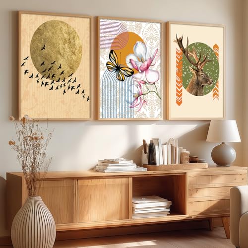 Image of kotart Paintings Modern Art Wall Decor Framed Paintings for Bedroom Room Living Room - Framed Wall Posters /Paintings with Frame - Painting for Wall Decoration - Set of 3 - D (Art 5, 13x17 inch)