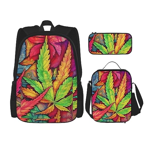 Sac à dos décontracté OUSIKA noir avec boîte à déjeuner et trousse assorties