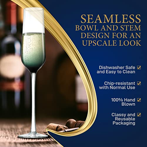 Nutrichef Nutrichefkitchen 2 Sets Of Crystal Flutes-Ultra Clear, Elegant Champagne Glasses, Hand Blown, One Size #TOP2