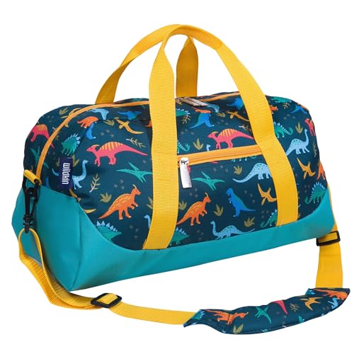 Image of Wildkin Kids Overnighter Duffel Bag - Carry-On Size, Ideal for School & Sleepovers - Jurassic Dinosaurs