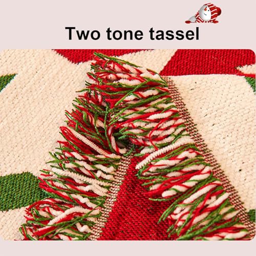 Housse de canapé de Noël rouge 180x260 jeté chenille franges - 4