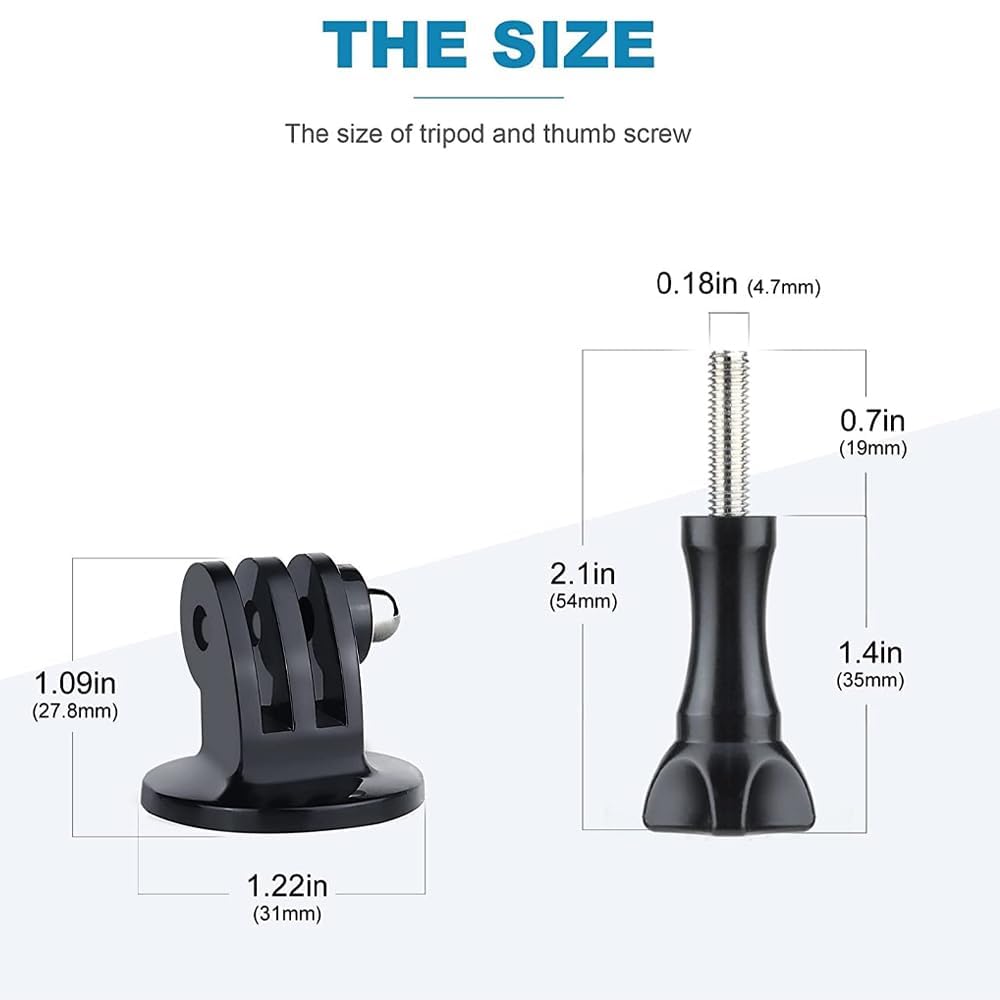 Action Pro Tripod Adapter Mount and Screw Kit Accessories | Compatible with GoPro Hero 13 12 11 10 9 8 7 6 5 4 3 3 Plus and Action Cameras | Durable, Lightweight Mount Kit 3