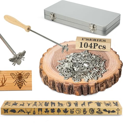 1 Inch 38-Piece Stainless Steel Branding Iron Kit - Alphabet Numbers & Animal Designs for Wood Burning Leather Crafting Steak Marking BBQ Grill & DIY Personalized Gifts (38)
