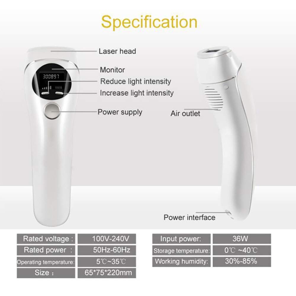 Essential Dispositivo di Epilazione a Luce Pulsata, 5 Livelli di Energia Luminosa Bikini Corpo Viso Ascelle Epilazione Dispositivo Sistema Uomini Donne Uso Domestico, Impermeabile