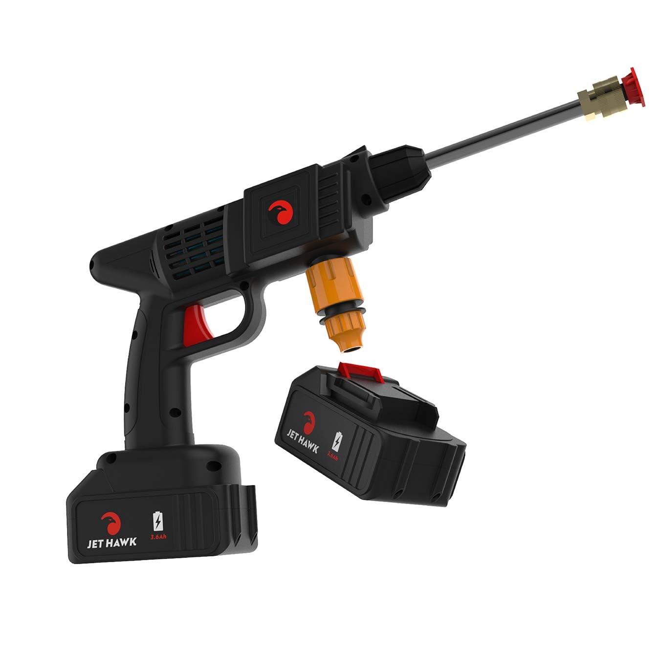 Jet Hawk Cordless High-Pressure Washer Bundle - Lightweight Portable Jet Wash - Any Water Source - Various Spray Nozzles, Soap Dispenser, 5m Hose & Connector, Carry Case & Additional Battery โ image 1