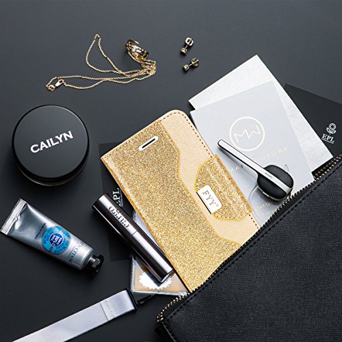 Fyy Leather Case With Mirror For Iphone 6S Plus/Iphone 6 Plus, Leather Wallet Flip Folio Case With Mirror And Wrist Strap For Iphone 6S Plus/6 Plus Lightyellow #TOP5