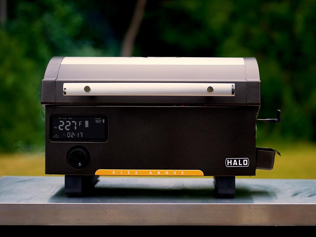 HALO Prime300 Countertop Pellet Grill | Up to 500°F | Portable 300Sq. In. Cooking Surface | Optional Lithium-ion Battery Power | HS-1005-ANA