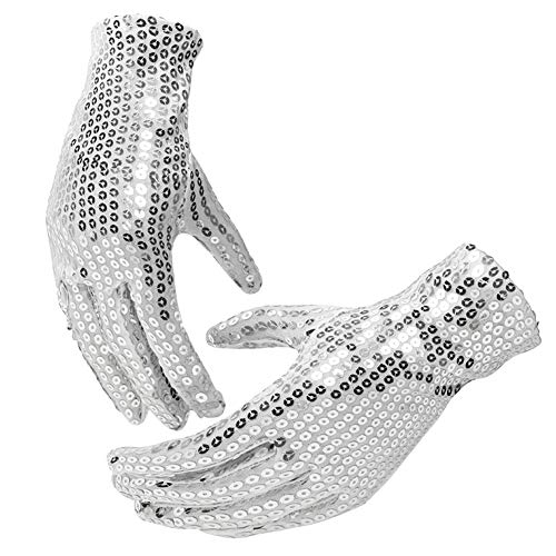 Pailletten Handschuhe Kinder Erwachsene Performance Handschuhe Michael Jackson Konzert Handschuhe Glitzer Handschuhe Tanzen Jazz Hip-Hop Bühnenhandschuhe Halloween Karneval Cosplay Kostüm Zubehör Cover