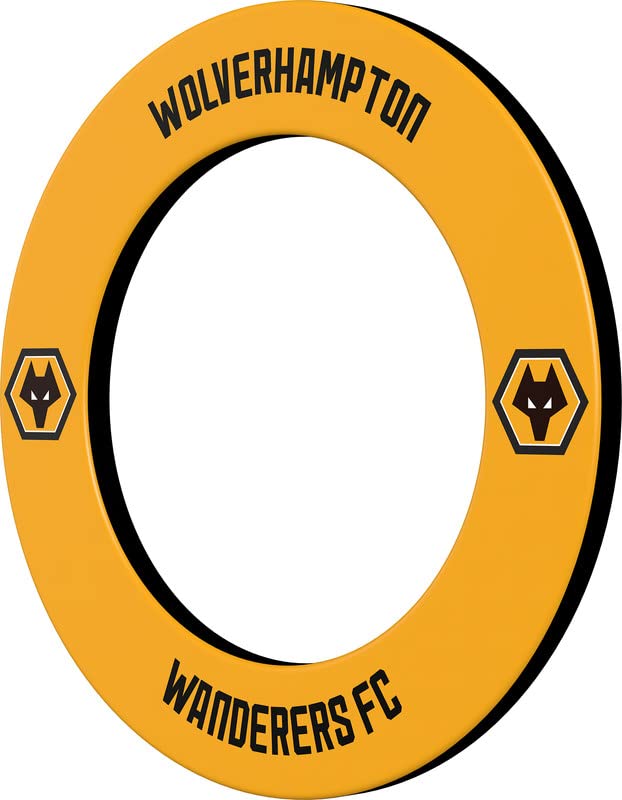 FOCO Offically Licensed Wolverhampton Wanderers Football Club Wolves FC Dartboard and Darts Surround, Black Crest, Black (SU222)