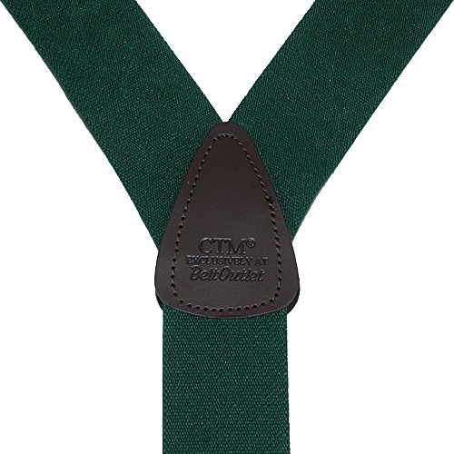 Ctm® Men's Elastic Button End Dress Suspenders With Silver Hardware, Hunter Green #TOP1