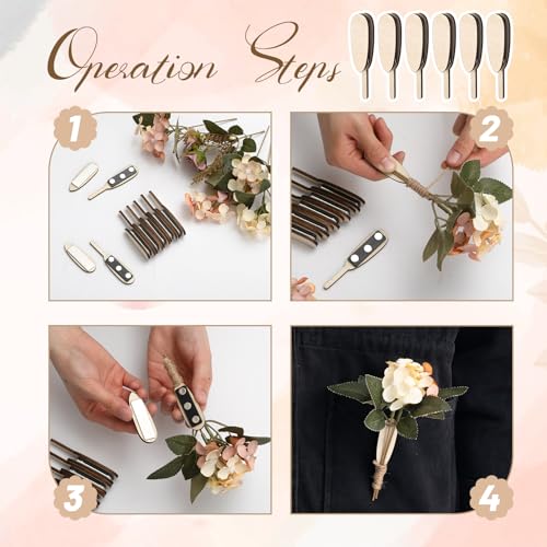 Colingmill 20 Pairs Floral Boutonniere Magnets DIY Clip-on Boutonniere Pins Corsage Holder for Men Bride Groom Wedding Business Buttonhole Flowers Making Accessories (Wood) by Colingmill - Image 3