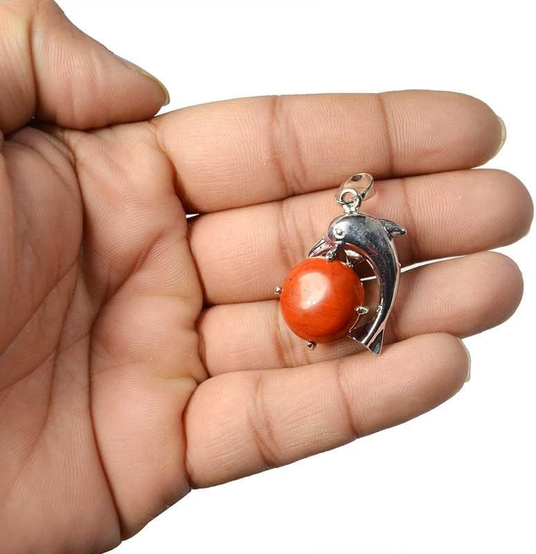 Aleafa Armlet Presents Unisex Red Jasper Pendant Crystal Stone Dolphin Pendant for Reiki and Crystal #Aport-0176
