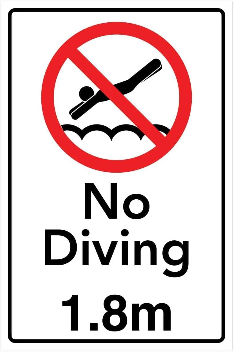 Bdeyfg Colour7 No Diving 1.8M Prohibition Warning Metal Sign Tin Signs Aluminum For Outdoors Use Yard Farm Fence Home Wall Decor 8X12 Inch
