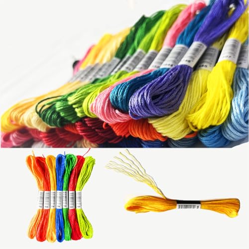 Image of 100-Color DMC Cotton Embroidery Thread Set - 8m Skeins with Center Numbered Labels for Perfect Color Matching