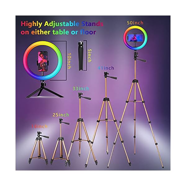 Ringlicht mit Professionelles Stativ Handy, Peyou [26 RGB-Modi] [Ringlicht intelligente Fernbedienung] Ring Light, LED… – Bild 6