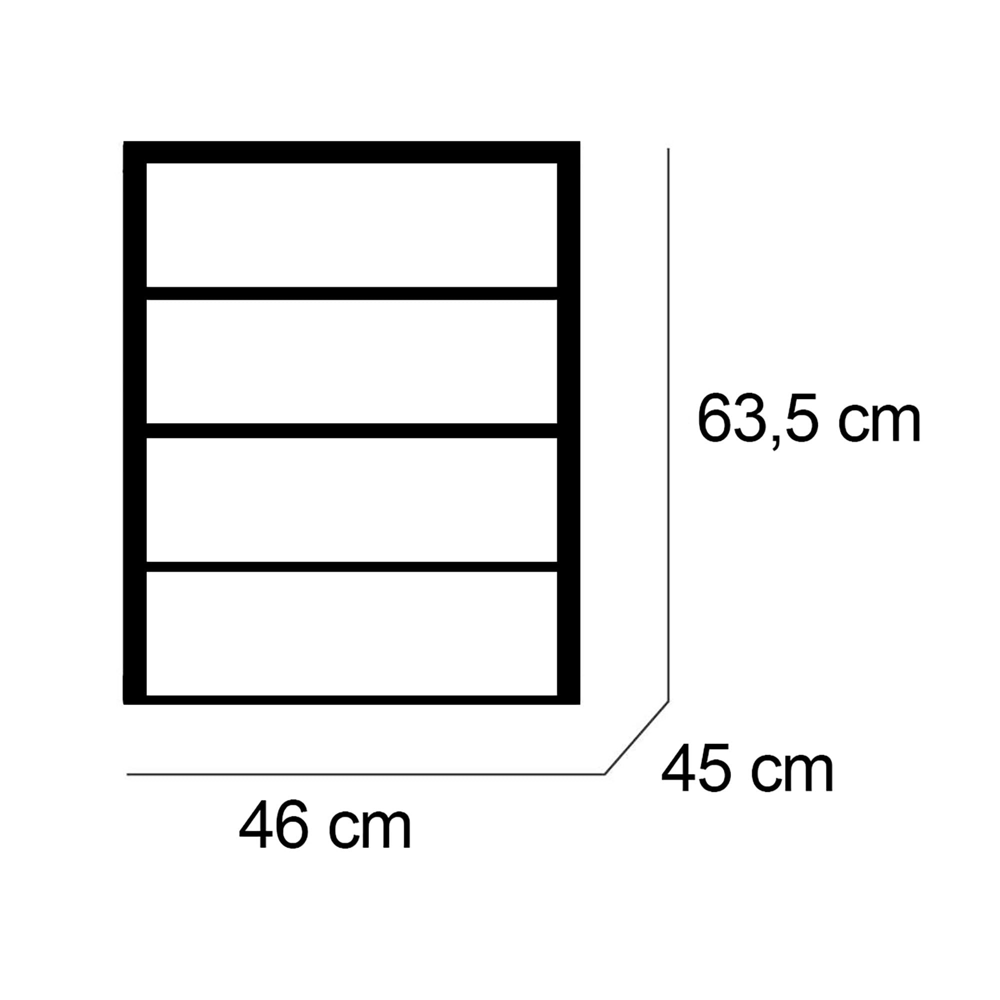 briebe Cajonera Armario Interior, Mesita de Noche, Cómoda Dormitorio, Sinfonier 4 Cajones, 63,5x46x45 cm (Alto x Ancho x Profundo) Escritorio Oficina (Roble Cambrian)