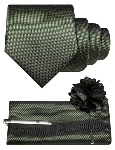 Image of JEMYGINS Mens Tie and Lapel Pin with Pocket Square Tie Clip Sets for Casual and Business 4PCS