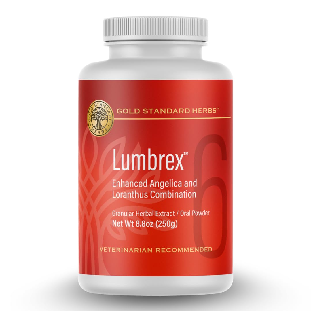 Lumbrex Joint Pain and Stiffness Relief for Dogs by Gold Standard Herbs, All Natural Angelica Root and Loranthus, 250 gram Powder (250 g)