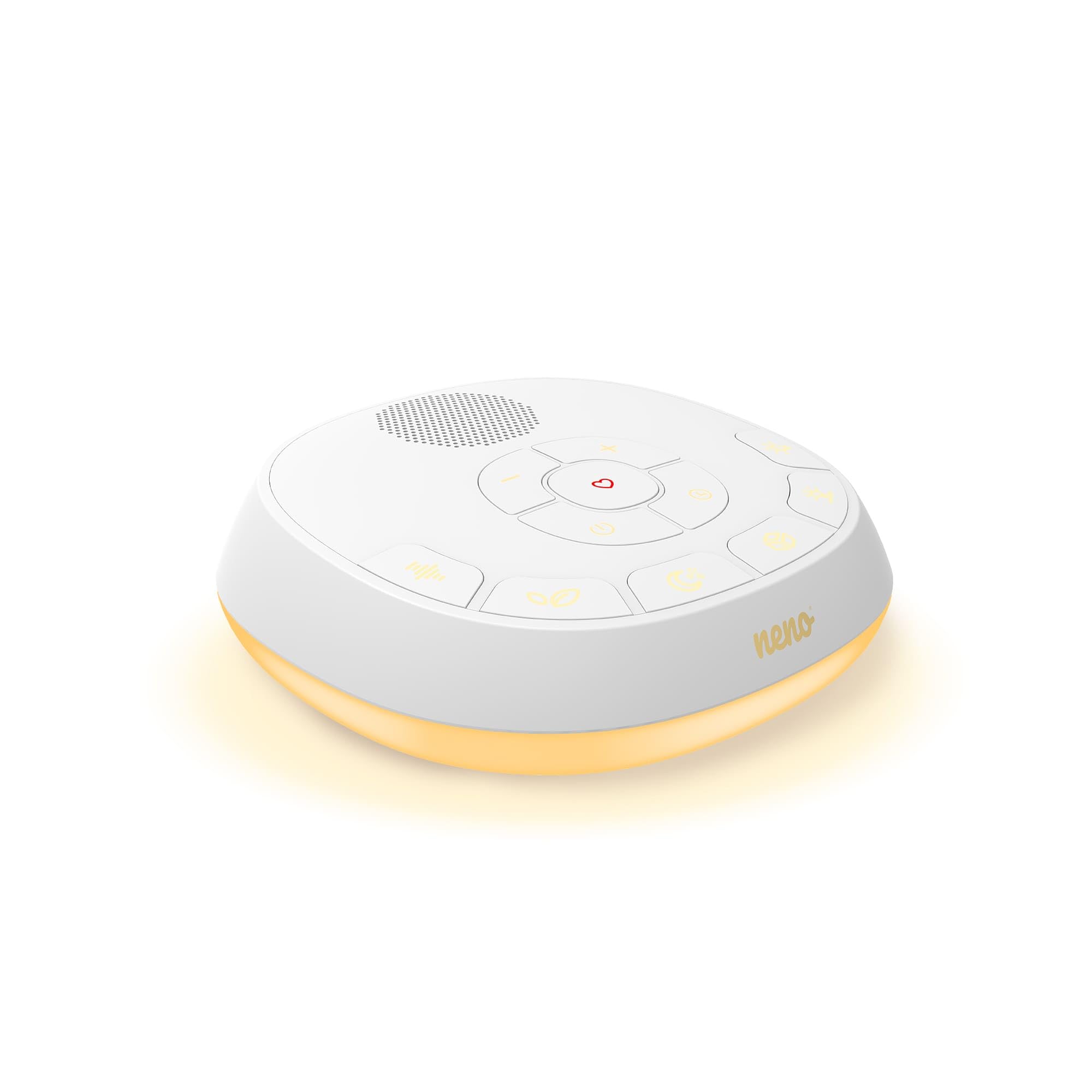 Neno Lumia White Noise Machine Baby - Weißes Rauschen mit Einschlafmusik - Einschlafhilfe Babys mit Nachtlicht - Naturgeräusche Box mit Stilllicht und Herzschlag-Aufnahmefunktion