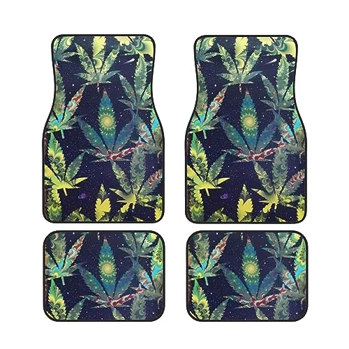 OPSREY A Puff in Time Weed Marihuana gedruckt Auto Fußmatten 4 Stück Set Universal Auto Fußmatten...