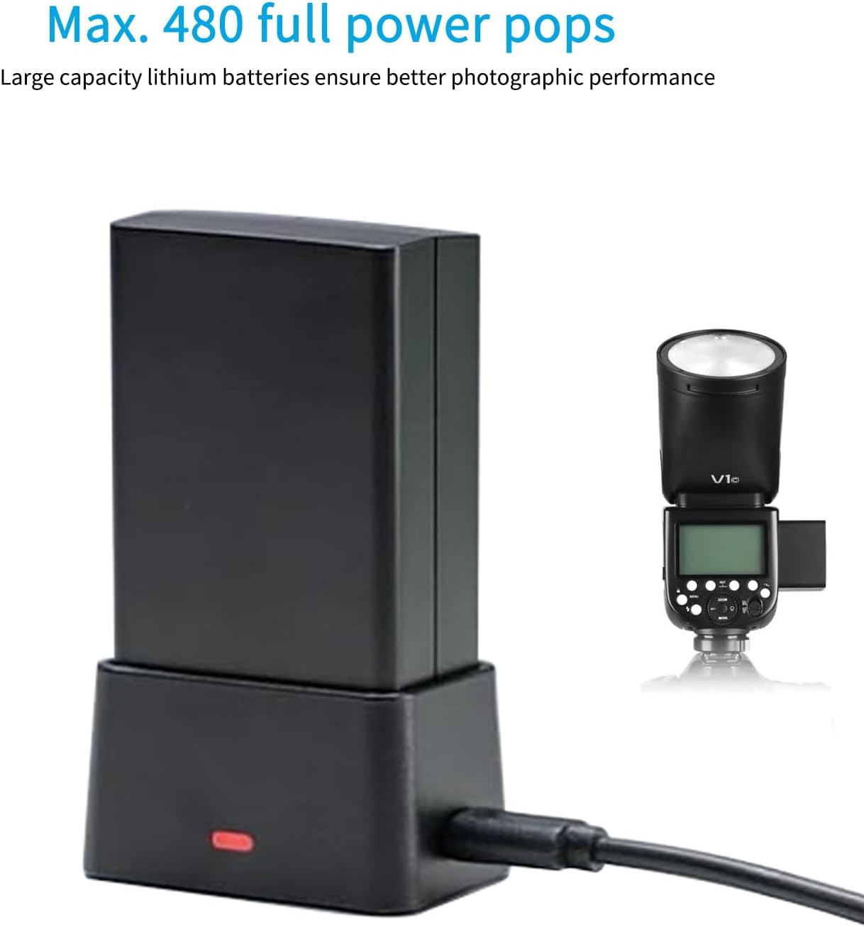 Godox V1-O Flash Speedlite for Olympus Panasonic, 76Ws 2.4G X Wireless TTL 1/8000 HSS Speedlight, 1.5s Recycle, 480 Full Power Flashes with Rechargeable Battery