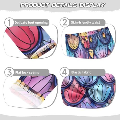 Toddler Girls Leggings Printed Yoga Pants Leggings Fantasy Mermaid Scale with Many Flowers for Kids3