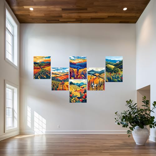 Image of SiddArtify Vibrant Sunset Landscape Art Print Set - Sticker - 8x12 Inch - Pack of 6 Wall Room Decoration art Poster Prints