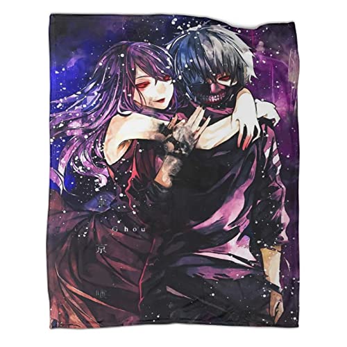 CHUSHEN Watercolor Tokyo Ghoul Blanket Throw Blanket Lightweight Soft Cozy Flannel Sofa Bed 50x60inch(127x152cm)