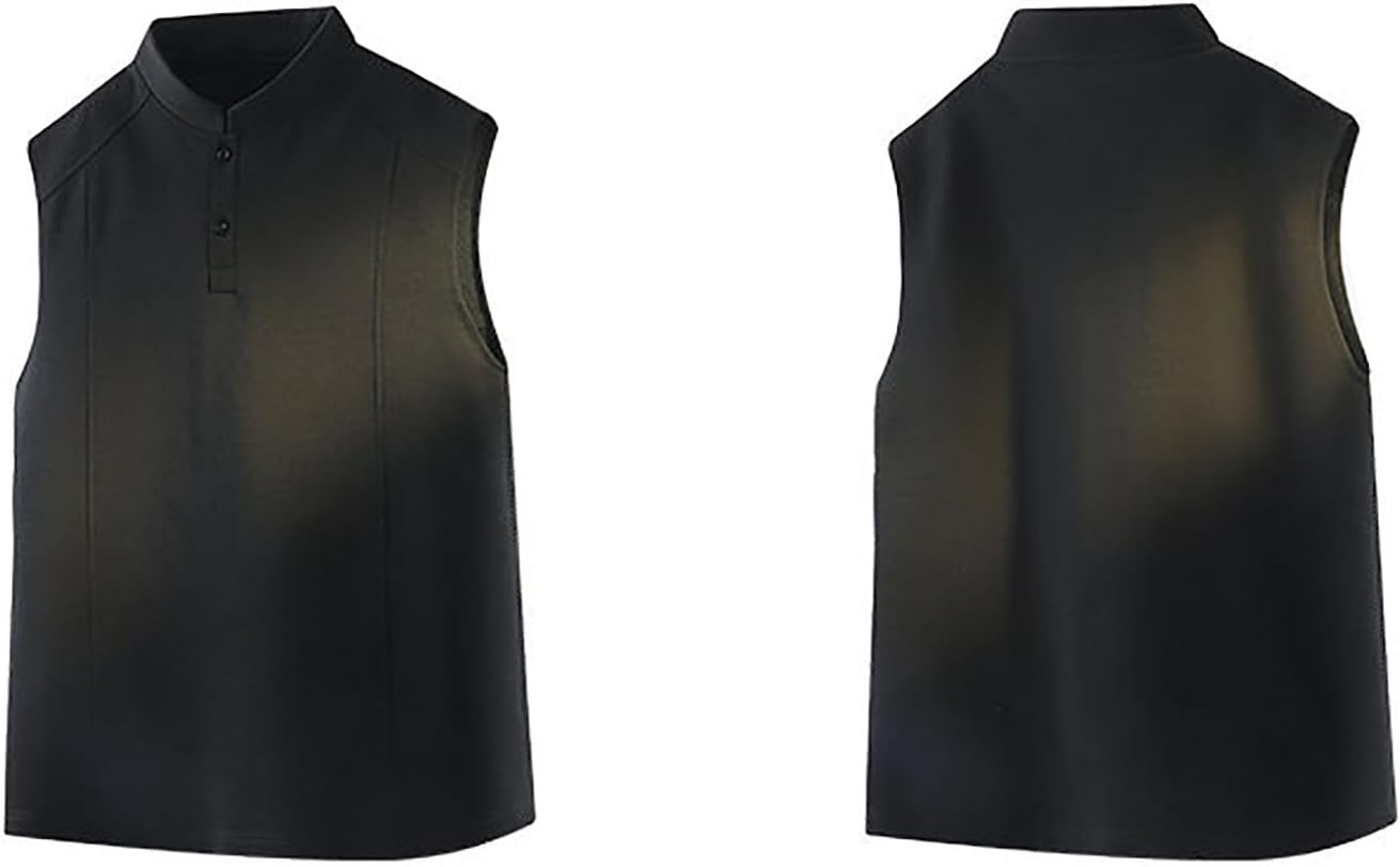 Men's Workout Tank Tops Sleeveless Button Shirts Muscle Henley Shirt Casual Mock Neck Sweat Tops Summer Beach Tops