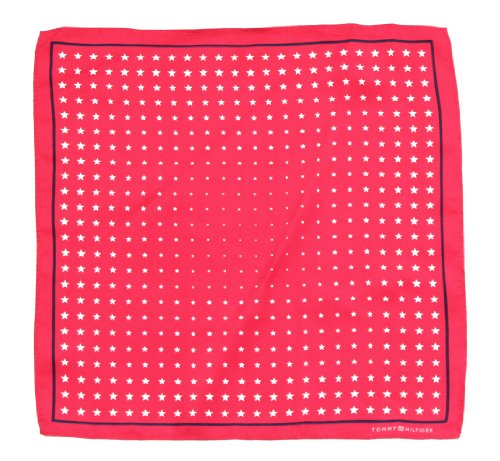 トミーヒルフィガー スタープリントポケットスクエア(ワンサイズ、レッド)