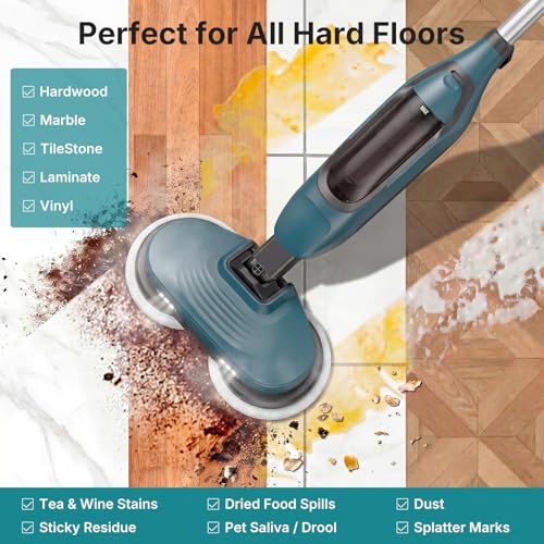 Image of OLIXIS Steam Mop, All-in-One Scrubbing Steam Mops for Floor Cleaning with Rotating Pads, Floor Steamer with 2 LED Lights, 4 Cleaning Modes, Swivel Steering, 16.4 FT Cord, Safe for Hardwood and Tile